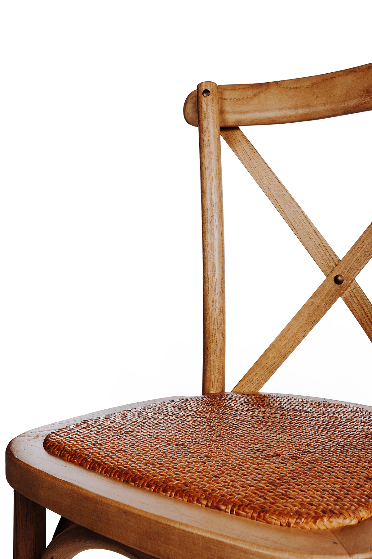 Crossback Stuhl - Holz natur mit Rattansitzfläche – Bild 7