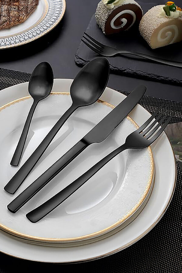 Menügabel Schwarz matt - 10er Set – Bild 2