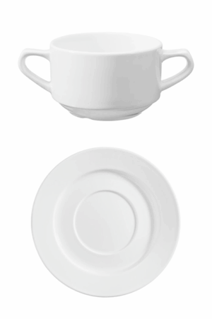 Suppentasse und Untertasse - weiß Modern - 20er Set