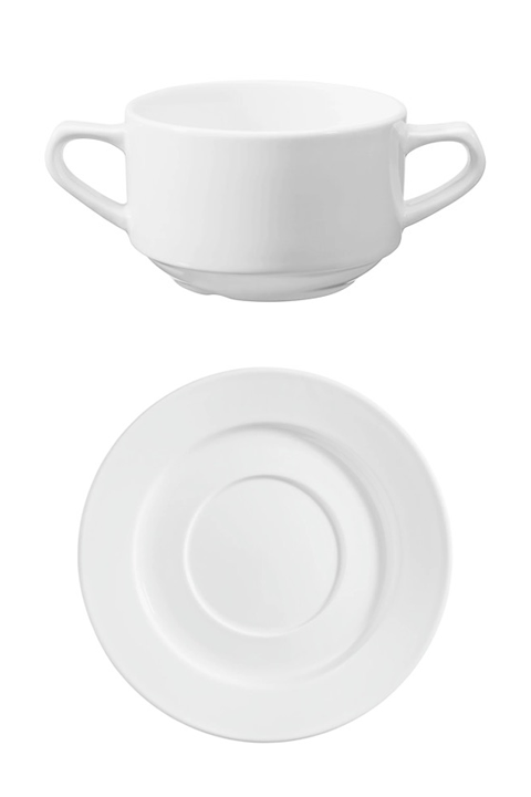 Suppentasse und Untertasse - weiß Modern - 20er Set