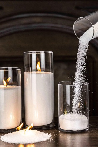 Kerzensand weiß inkl. Docht Füllung je Glaszylinder