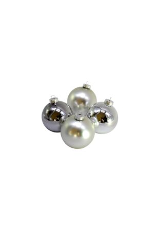 Weihnachtskugel 10cm silber - 12er Set